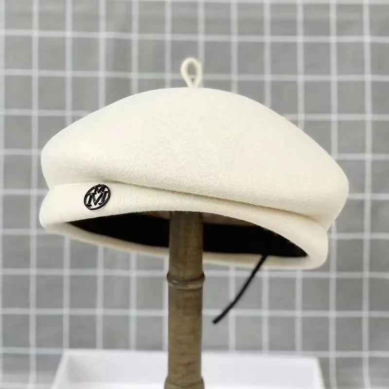 Classic Ladies Beret Hat Fancy Wool Felt Hat Warmer Winter Hat Cap