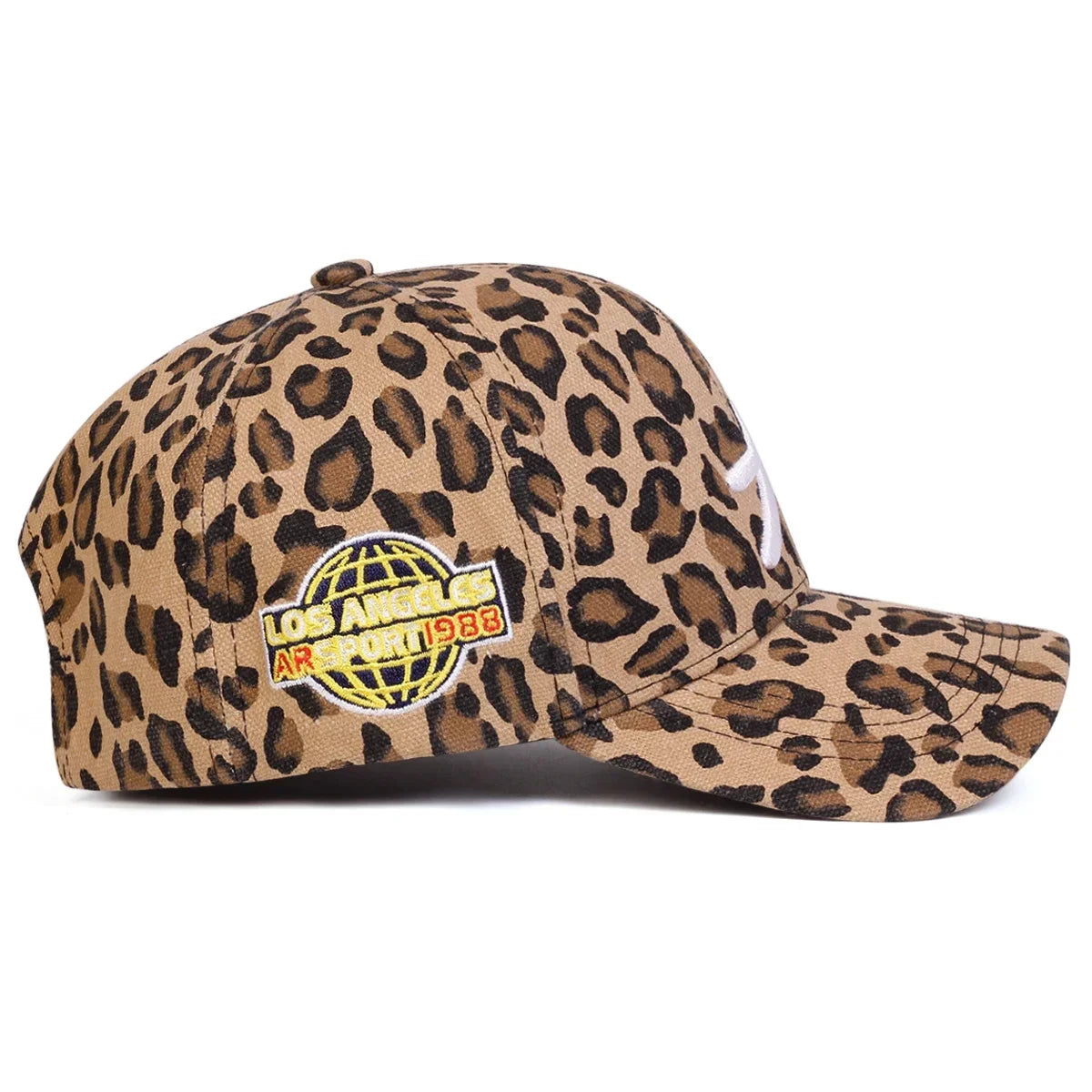 Unisex A Letter Embroidery Leopard Print Baseball Caps