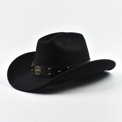 Men Women Vintage Big-Edge Western Cowboy Hat Gentleman Cowgirl Jazz Hat