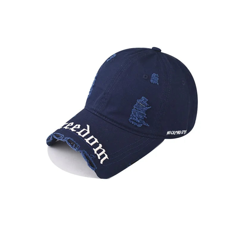 Fashion Denim Baseball Cap Distressed Vintage Cotton