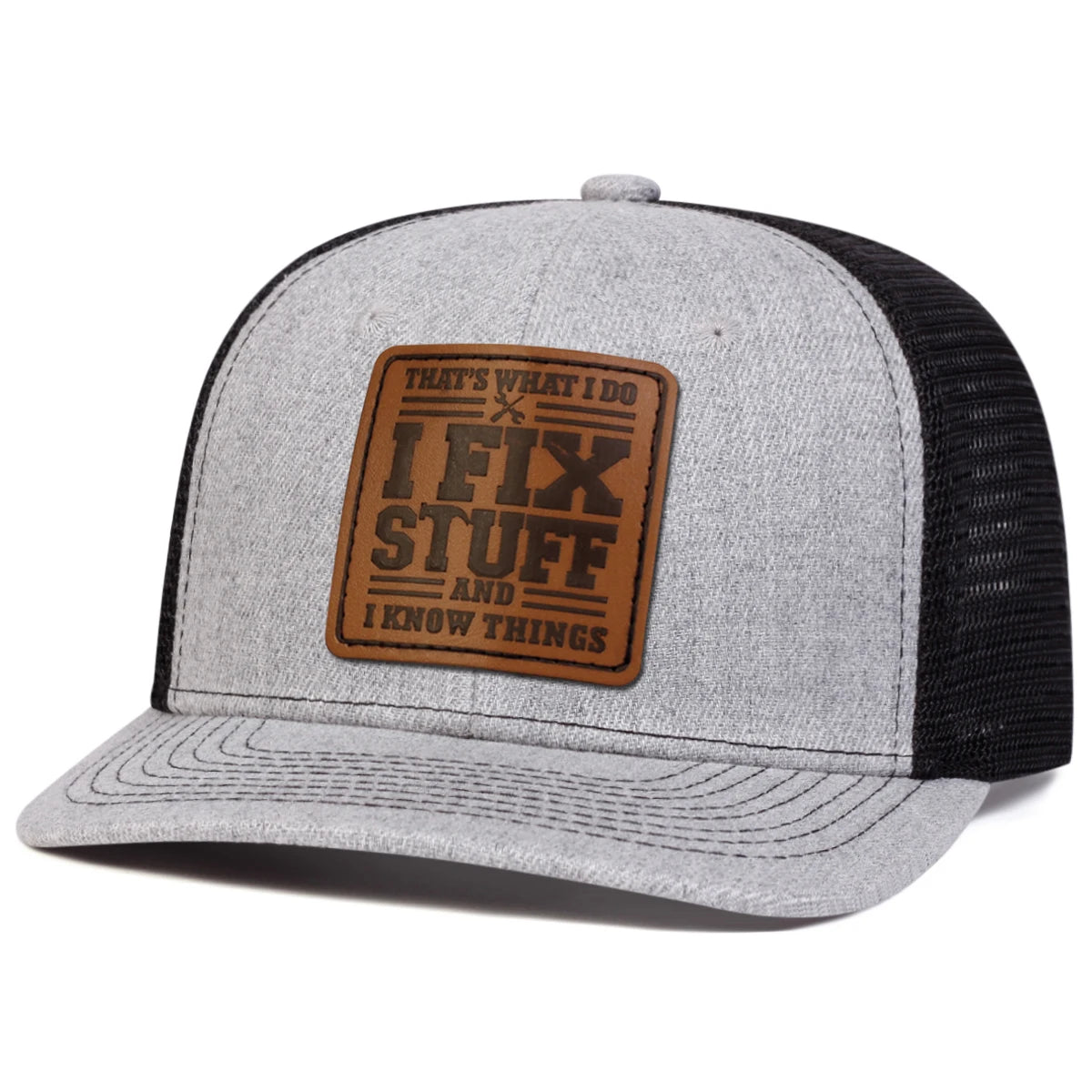 Unisex Fixstuff Leather Label Baseball Net Caps Spring and Summer