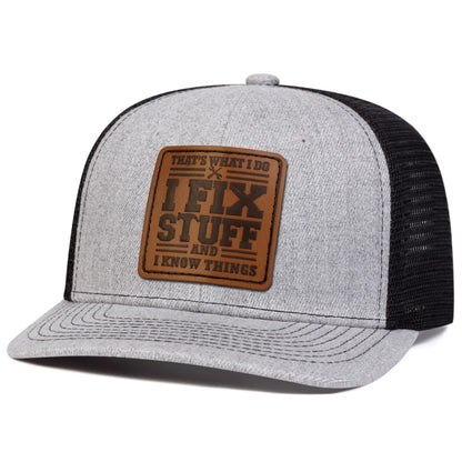 Unisex Fixstuff Leather Label Baseball Net Caps Spring and Summer