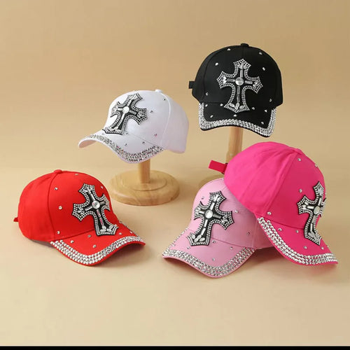 Unisex Rhinestone Cross Baseball Cap