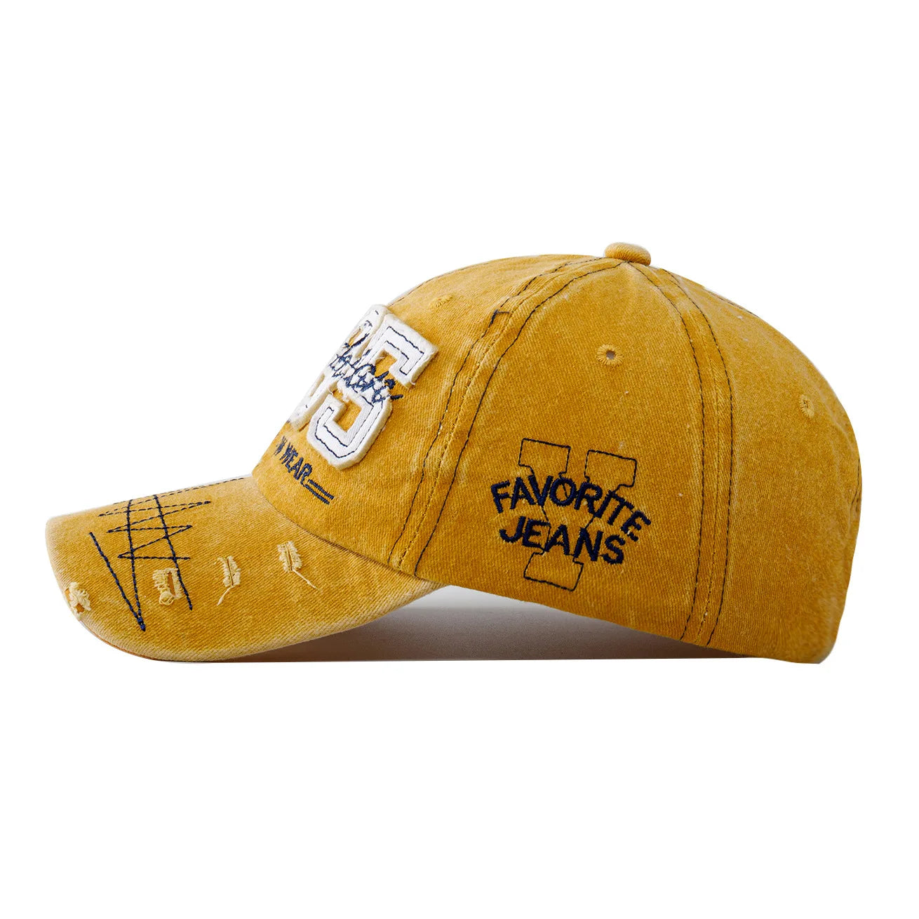 1985 Embroidery Ripped Baseball Cap Washed Distressed Patch Adjustable