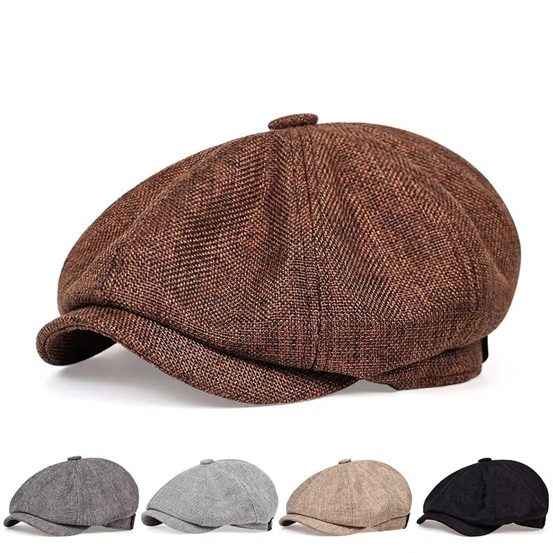 New Men Casual Newsboy Hat Spring Summer Thin Retro Beret