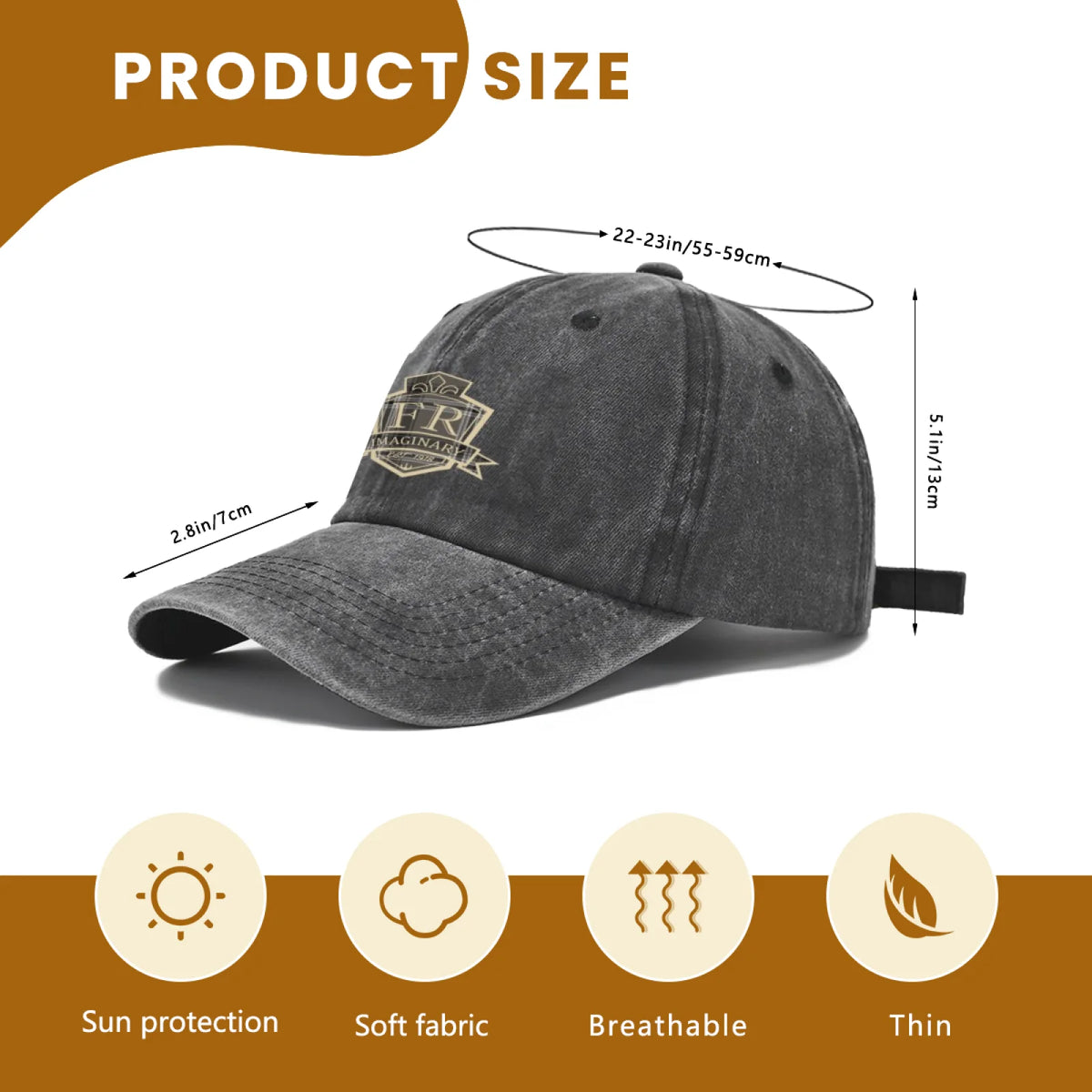 Vintage Washed Baseball Cap Unisex Distressed Snapback Hat Grey Gold Embroidered Shield Adjustable Hat