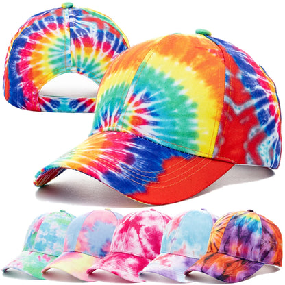 Outdoor Casual Tie Dye Caps For Women Rainbow Colorful Baseball Cap