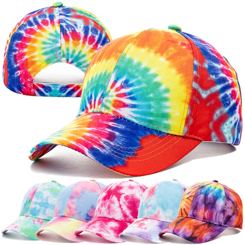 Outdoor Casual Tie Dye Caps For Women Rainbow Colorful Baseball Cap