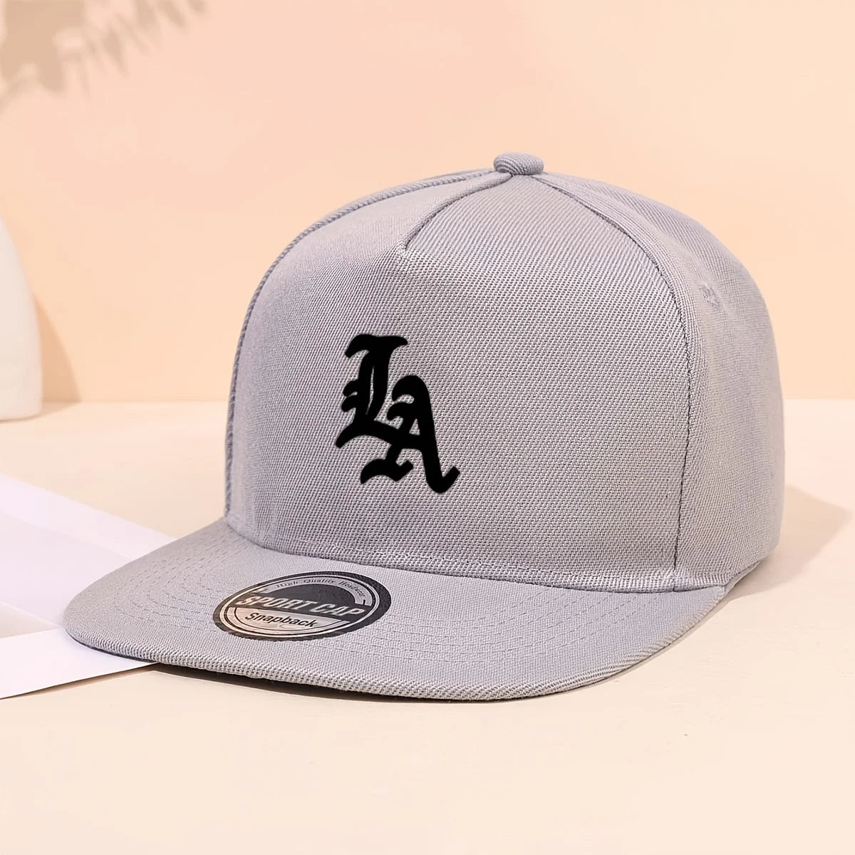 1PC "Edgy LA Emblend Flat Edged Snapback cap, Stylish Streetwear Aesthetic