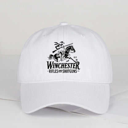 Winchester Cowboy Logo Print Soft Top Baseball Cap Soft Comfortable Breathable Adjustable Retro Western Style