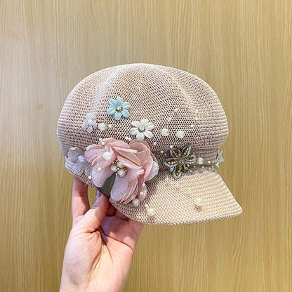 2022 Pearl Flower Ventilation Lady Leisure Octagonal Hat