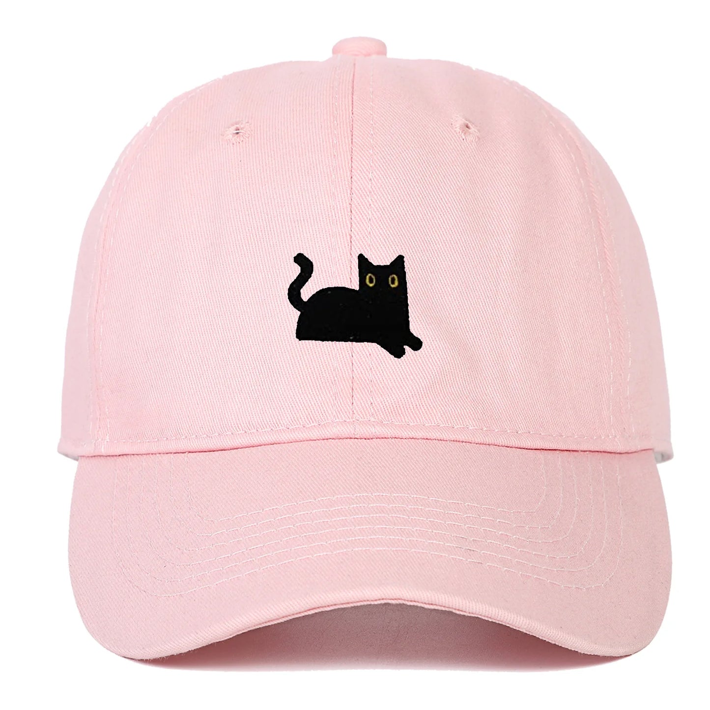 Cute Cat Embroidery Soft Top Baseball Cap Men and Women Summer