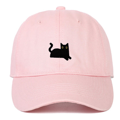 Cute Cat Embroidery Soft Top Baseball Cap Men and Women Summer