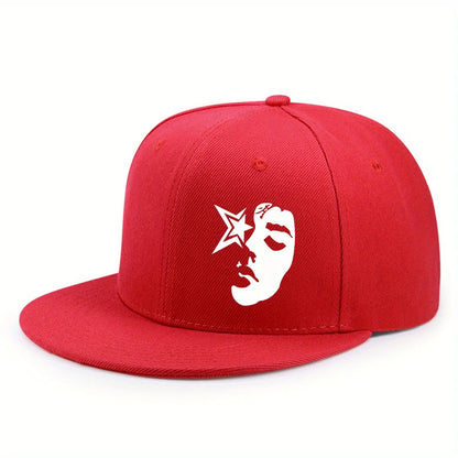 Fashion Face Pattern Printed Flat Brim Hat Hip Hop Y2k Snapback Hats