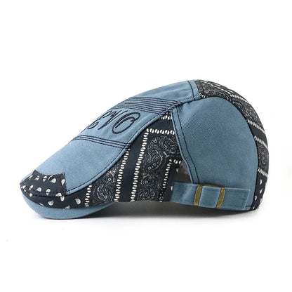 Men Letters Embroidered Newsboy Hat Women Fashion Adjustable