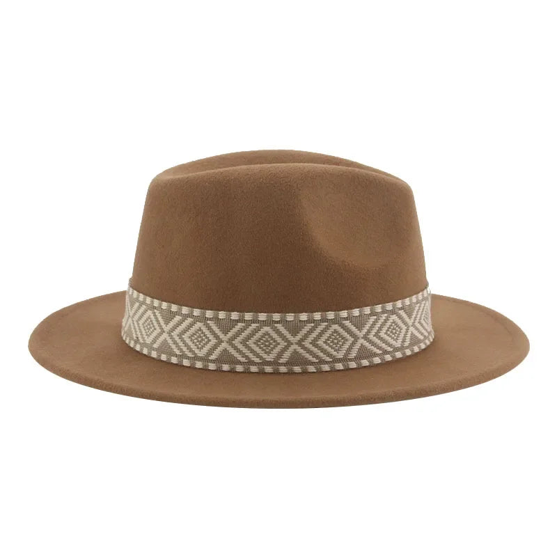 Panama Hat Western Cowboy Hats For Women Solid Big Brim Casual Fedoras Men Women