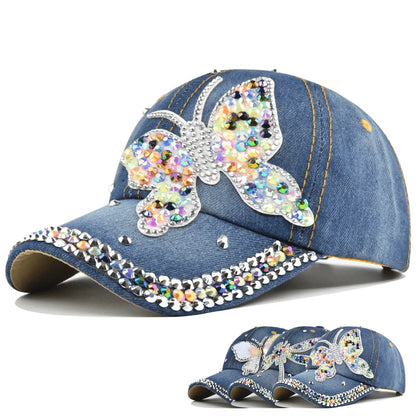 Lady's Butterfly-Studded Glittering Hat
