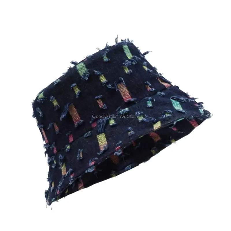 Ripped Casual Bucket Hat Foldable Design Adult Summer Fisherman Hat