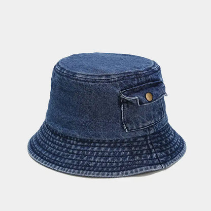 Denim Solid Color Bucket Hat Fisherman Hat Outdoor