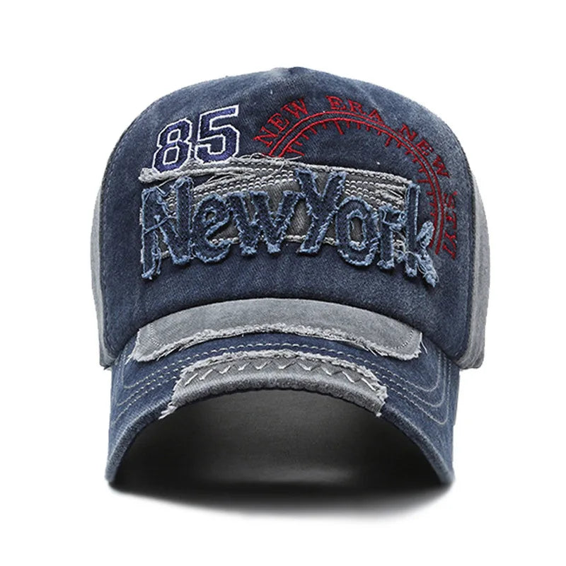 New York Embroidered Washed Distressed Baseball Cap