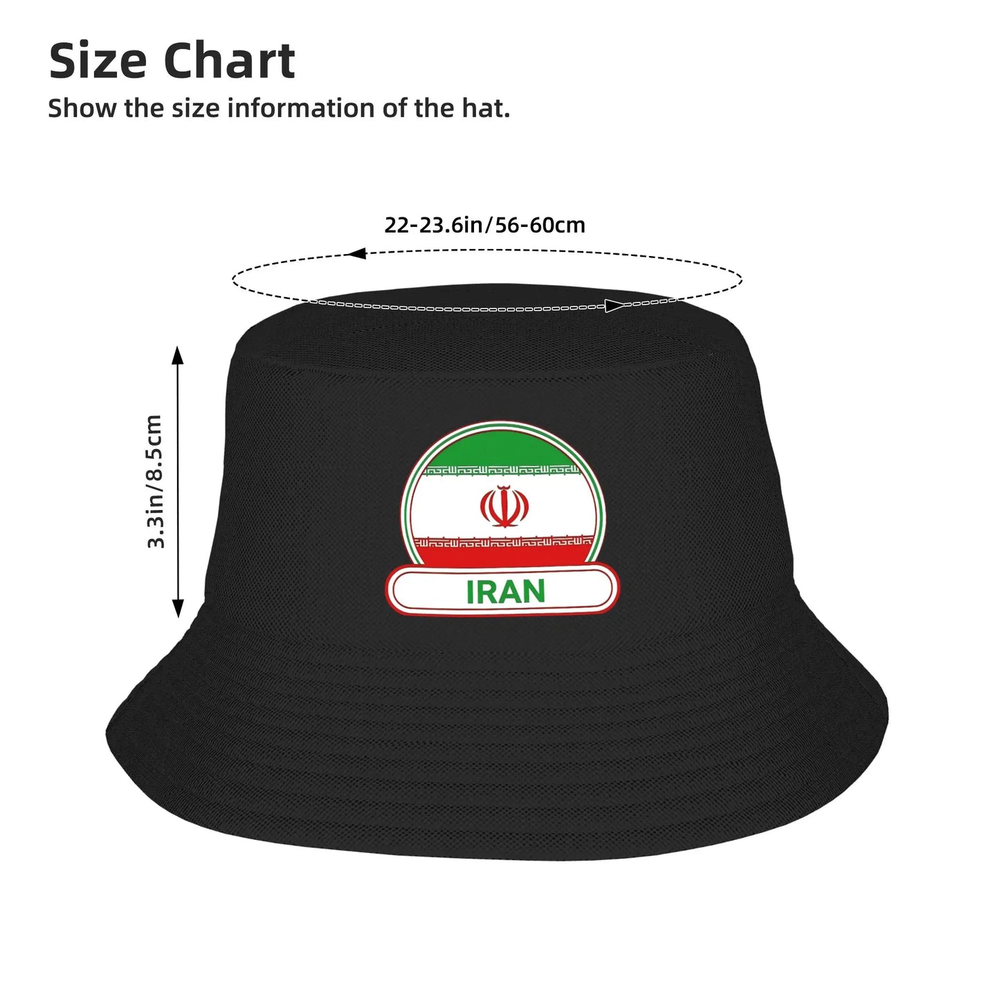 Iran Country Badge Iran Flag Bucket Hat  Street Style Fisherman Caps For Men Women Funny