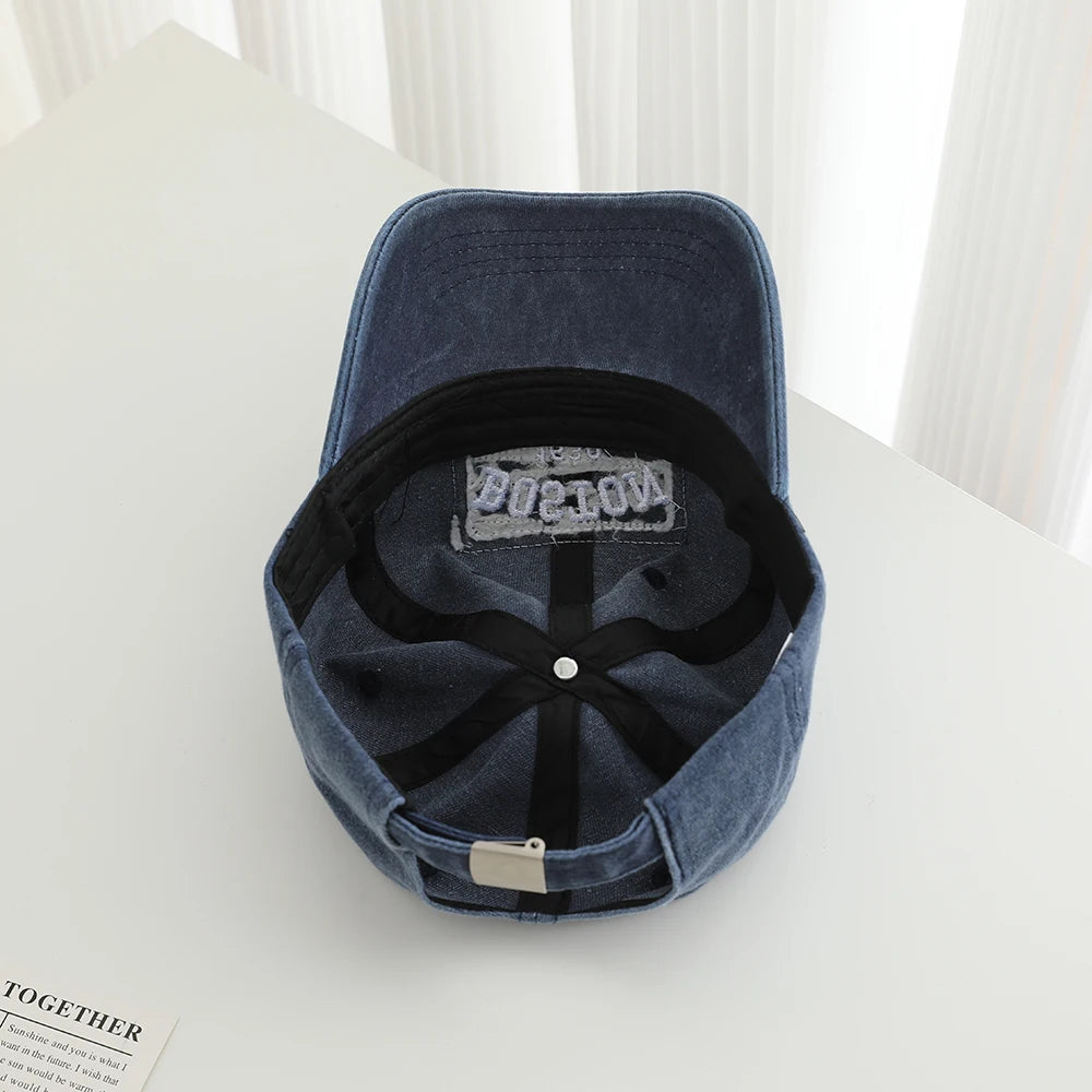 Solid Color Patch Edge Embroidered Three Dimensional Letter BUSTON Baseball Cap With Soft Top Hat