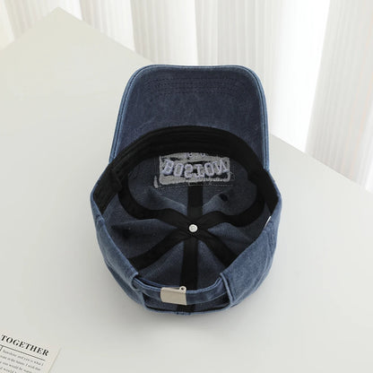 Solid Color Patch Edge Embroidered Three Dimensional Letter BUSTON Baseball Cap With Soft Top Hat