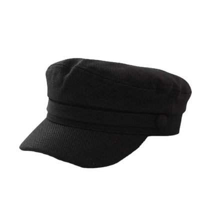 Japanese Style Cotton Linen Navy Beret Hat - Summer Women's Fashion