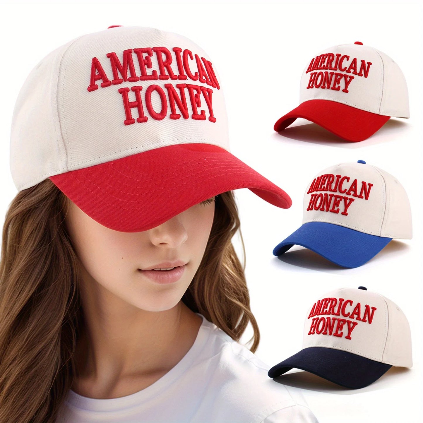 Color Block Baseball Cap Adjustable Sun Hat Casual Curved Brim Trucker Hat