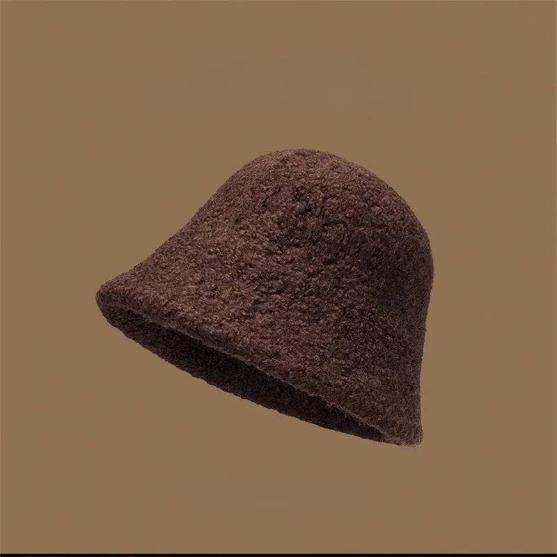 Wool Bucket Hat - Fashionable & Warm Winter Beanie, Cute Round Top Cap for Women & Girls (Unisex)