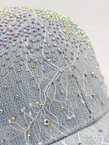 Women Fashion Lace Diamonds Designer Peaked Cap