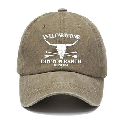 Vintage Washed Cotton Bull Skull Baseball Caps