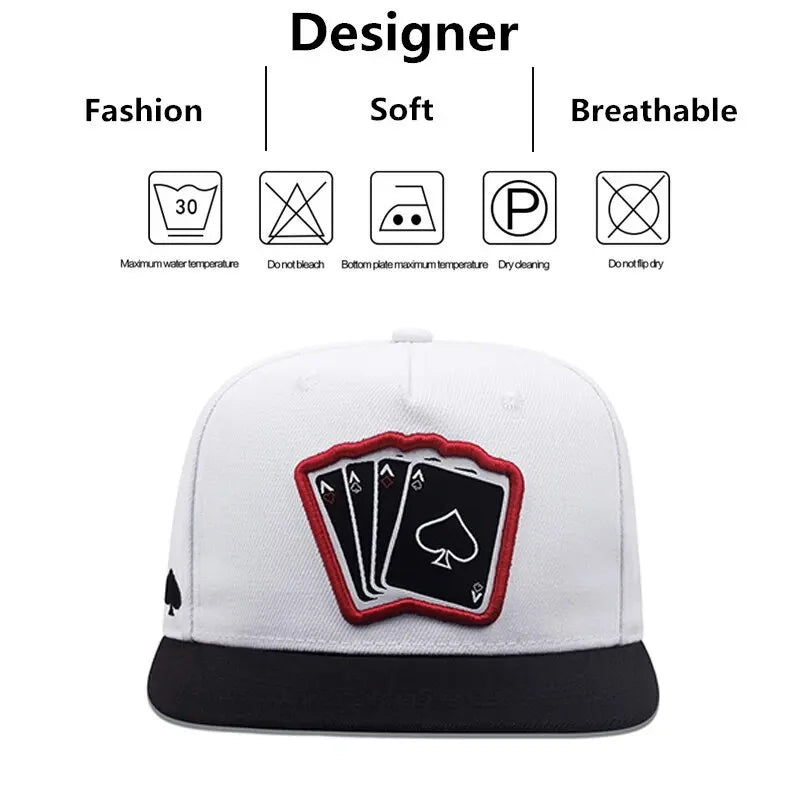 New Fashion Hip Hop Cap Men Women Playing Card Embroidered Snapback Caps