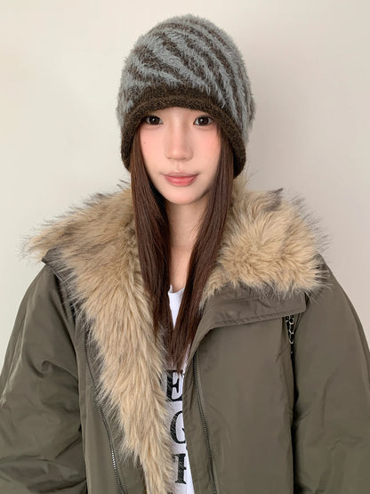 Korean Style Reversible Wave Leopard Print Slouchy Hat