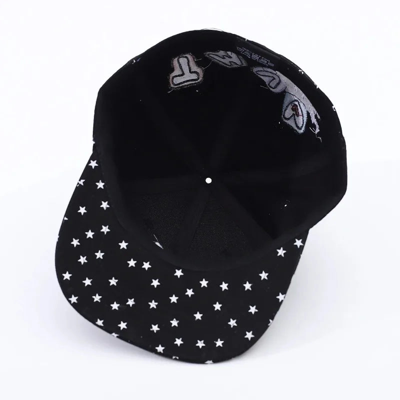 Full-Print White Star-Letter A Flat-Brim Hat