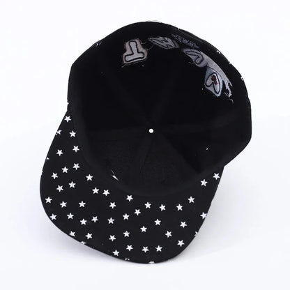 Full-Print White Star-Letter A Flat-Brim Hat