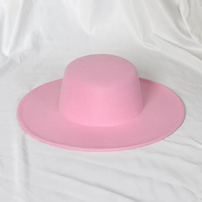 New Oversized Edge Flat Top Hat Retro French Felt Hat