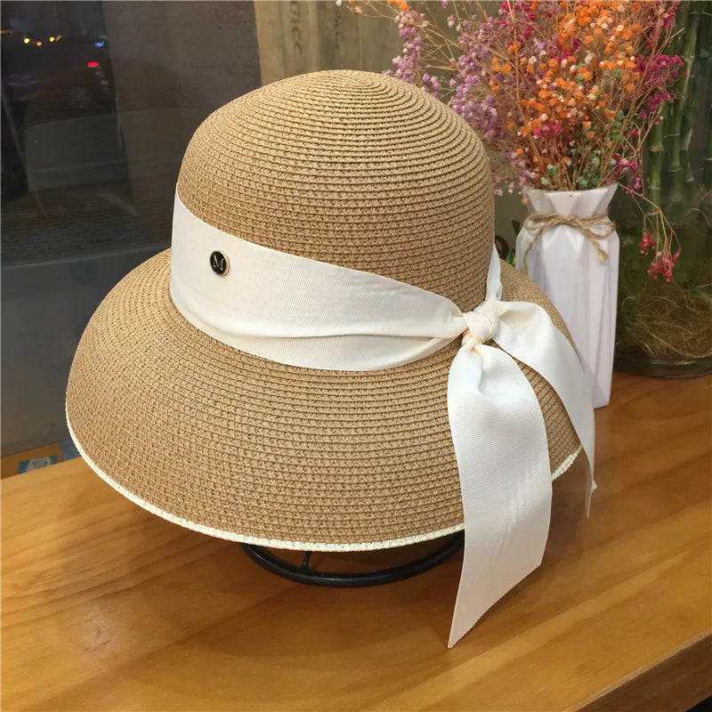 Woolen Rhinestone Solid Color Basin Hat Leisure Outdoor Beach Sun Hat
