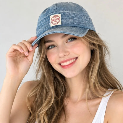 Casual Washed Denim Denim Baseball Cap Breathable Adjustable Sun Hat