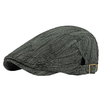 Denim Texture Ivy Flat Cap Adjustable Metal Buckle Newsboy Cap
