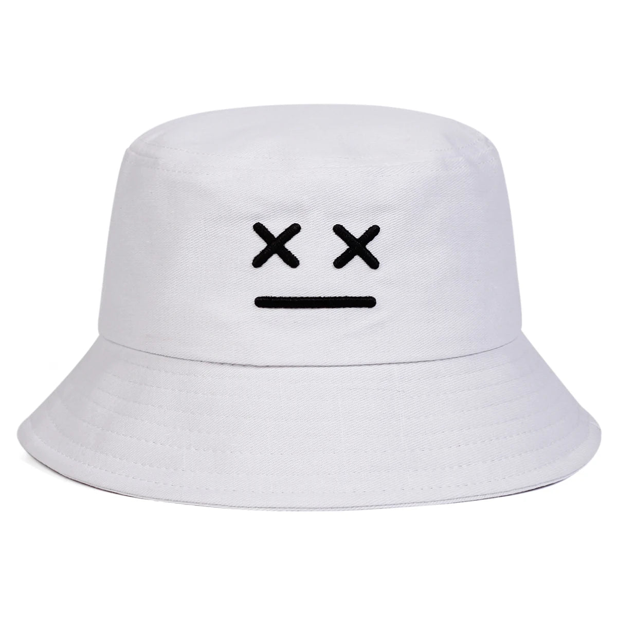 Unisex XX Smiling Face Embroidery Personality Bucket Hats Fishermen Caps