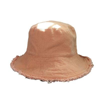 Simple Raw Edge Fisherman Hat Foldable Lightweight Thin Bucket Hat