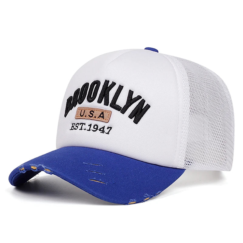 Breathable Mesh Hat Brooklyn 1947 Embroidered Hip Hop Unisex Baseball Hat