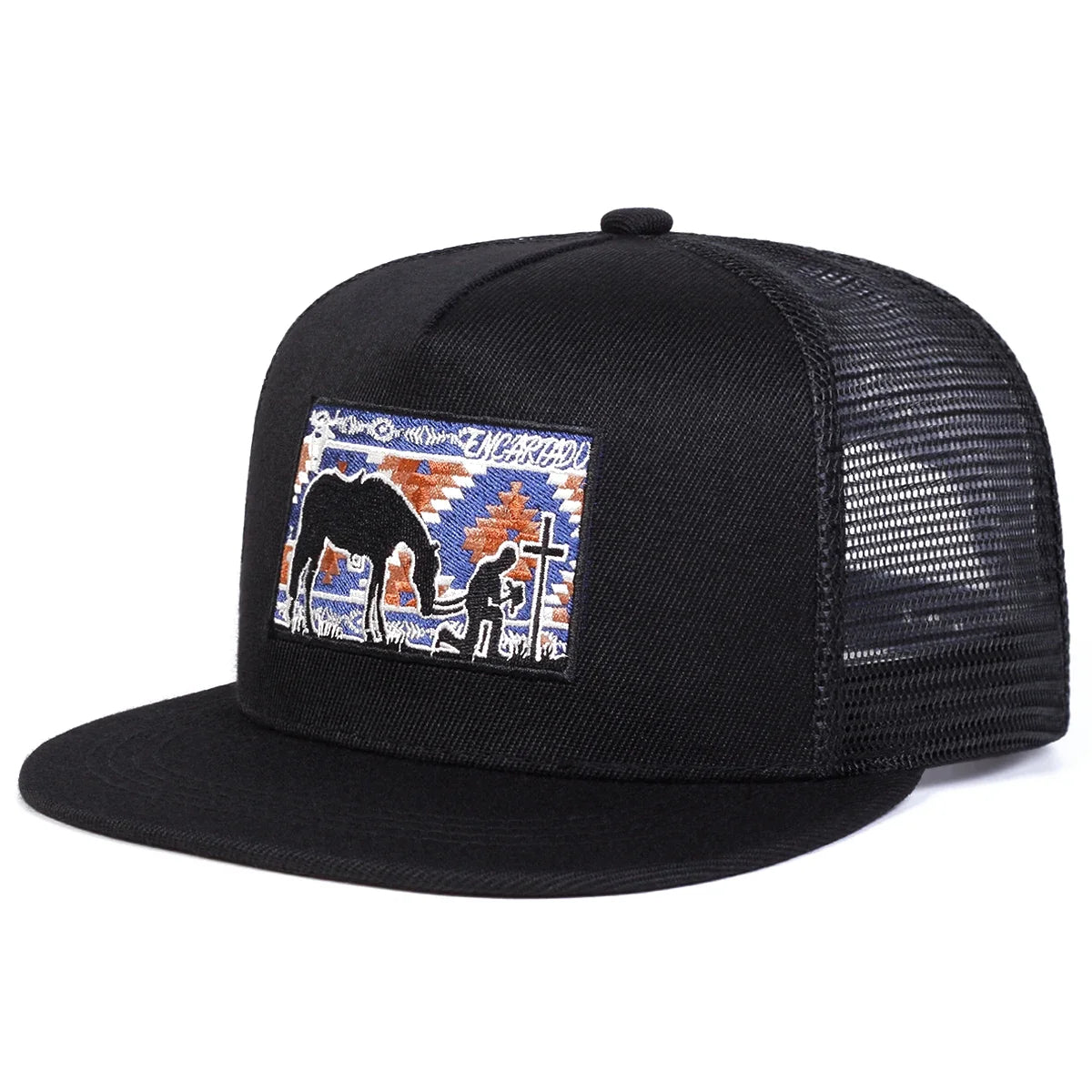 Unisex Horse Cross Embroidery Hip-hop Net Hats Spring Summer Outdoor Adjustable Casual Baseball Caps Sunscreen Hat Sports Cap