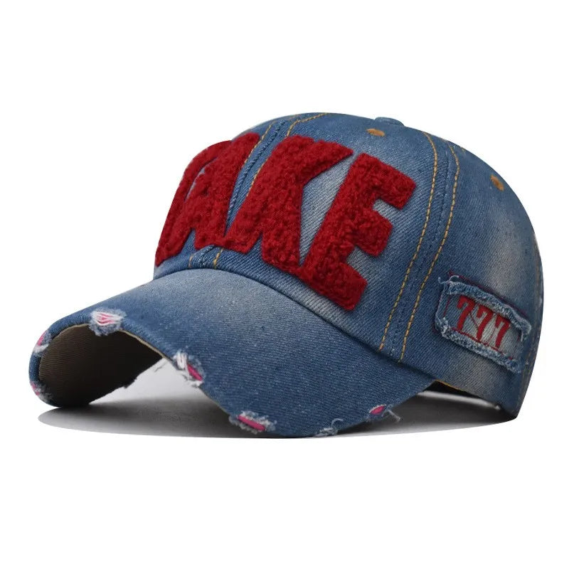 Vintage Denim Baseball Cap For Women Men Letter Snapback Sun Hat