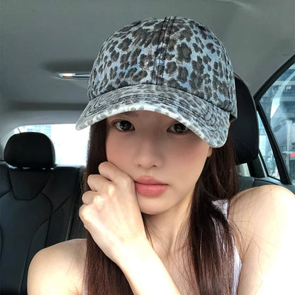 American Retro Spice Girl Leopard Print Baseball Cap