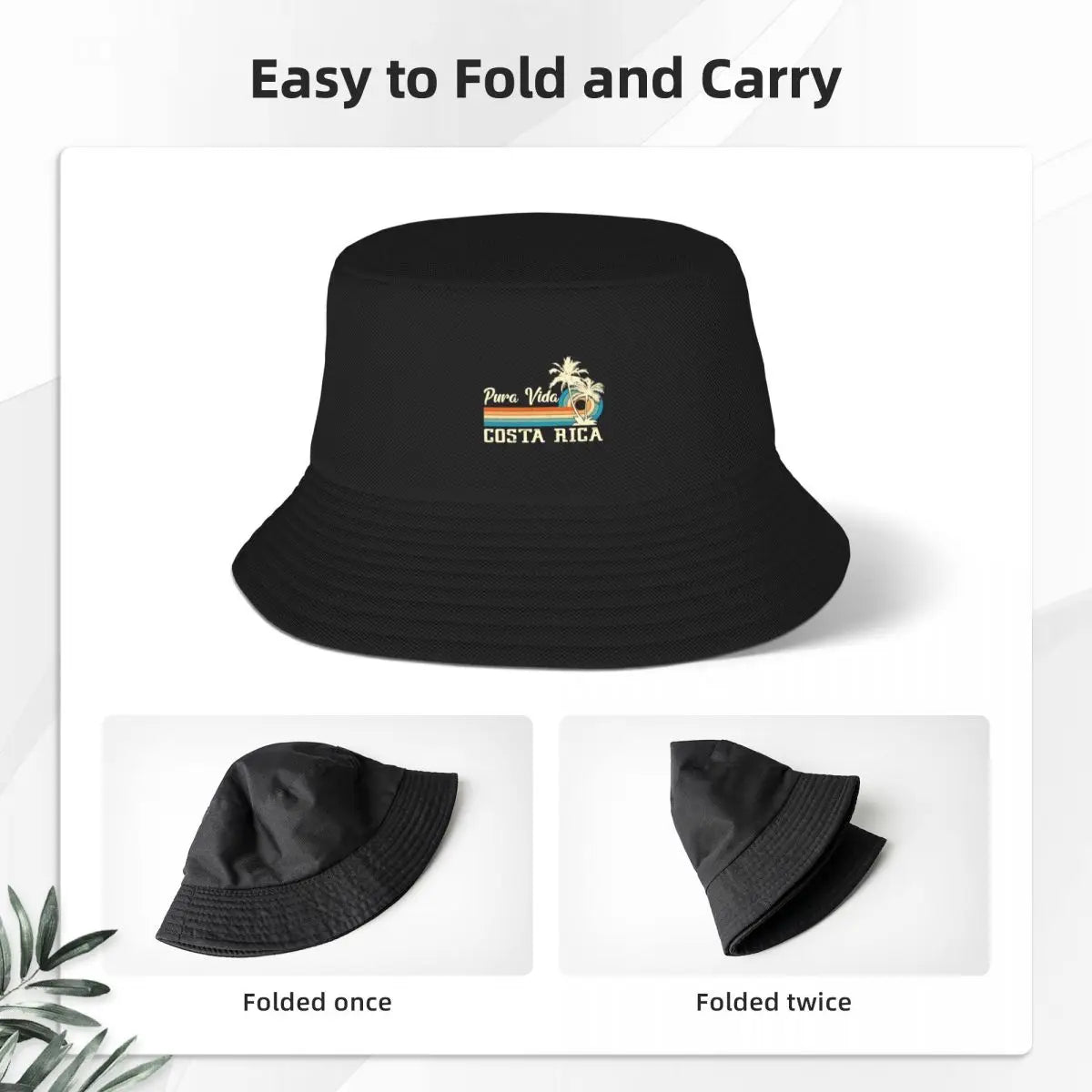 Pura Vida Costa Rica Shirt Retro Beach Vacation Shirt Souvenir Beach Bucket Hat birthday Luxury Woman Cap Men's