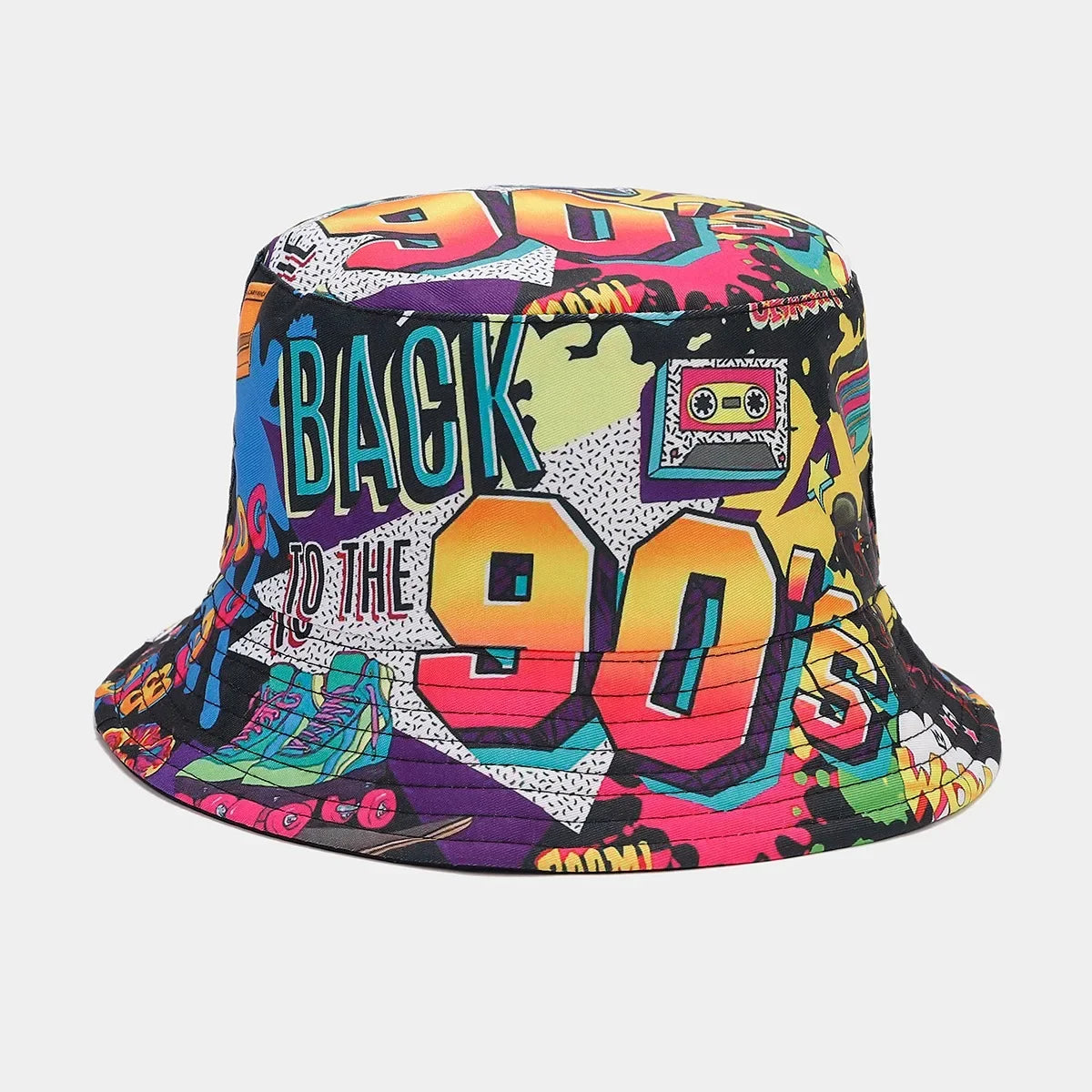 Summer Vintage 80 90 Party Graffiti Bucket Hat Men Women