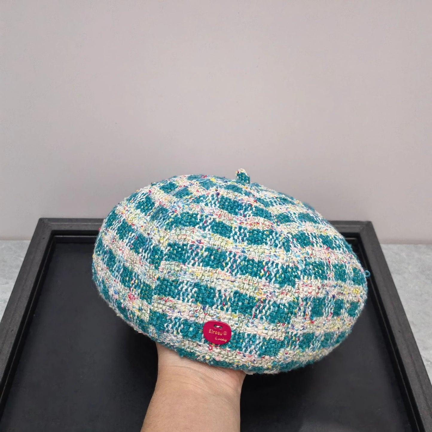 Autumn And Winter Color Plaid Korean Women Beret Cap