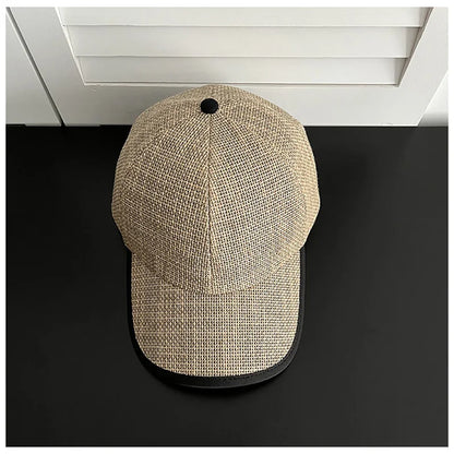 Straw Woven Baseball Cap Men Women Summer Breathable Peaked Sun Hat